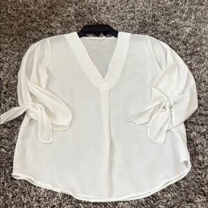 Elegant White Women's V-Neck Blouse